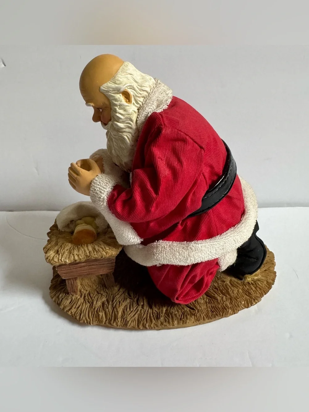 Vintage Kneeling Santa Baby Jesus Nativity Figure Christmas Decor Paper Mache